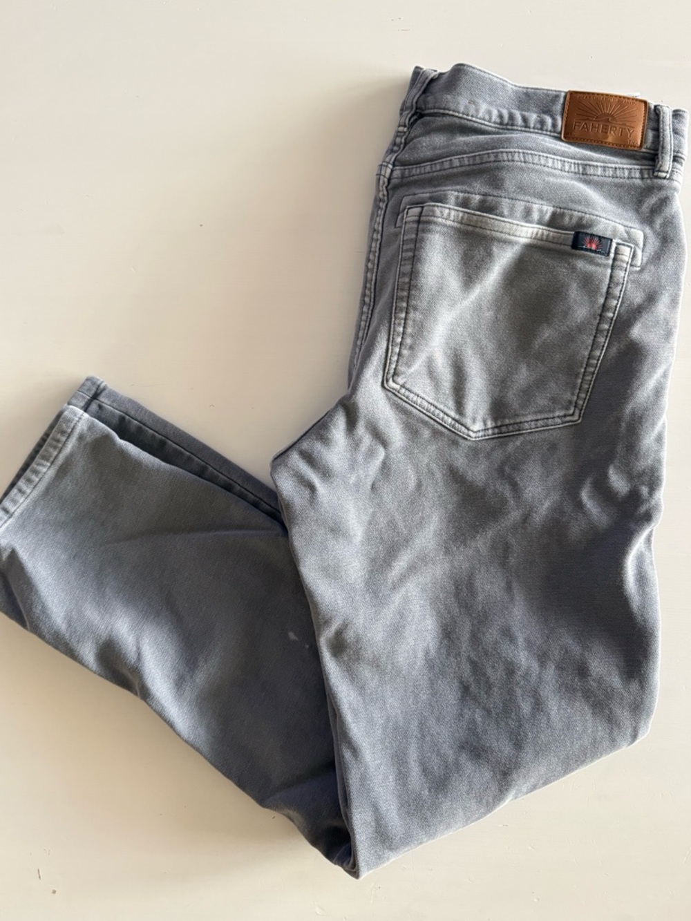 Faherty Men's Terry stretch gray jeans pants